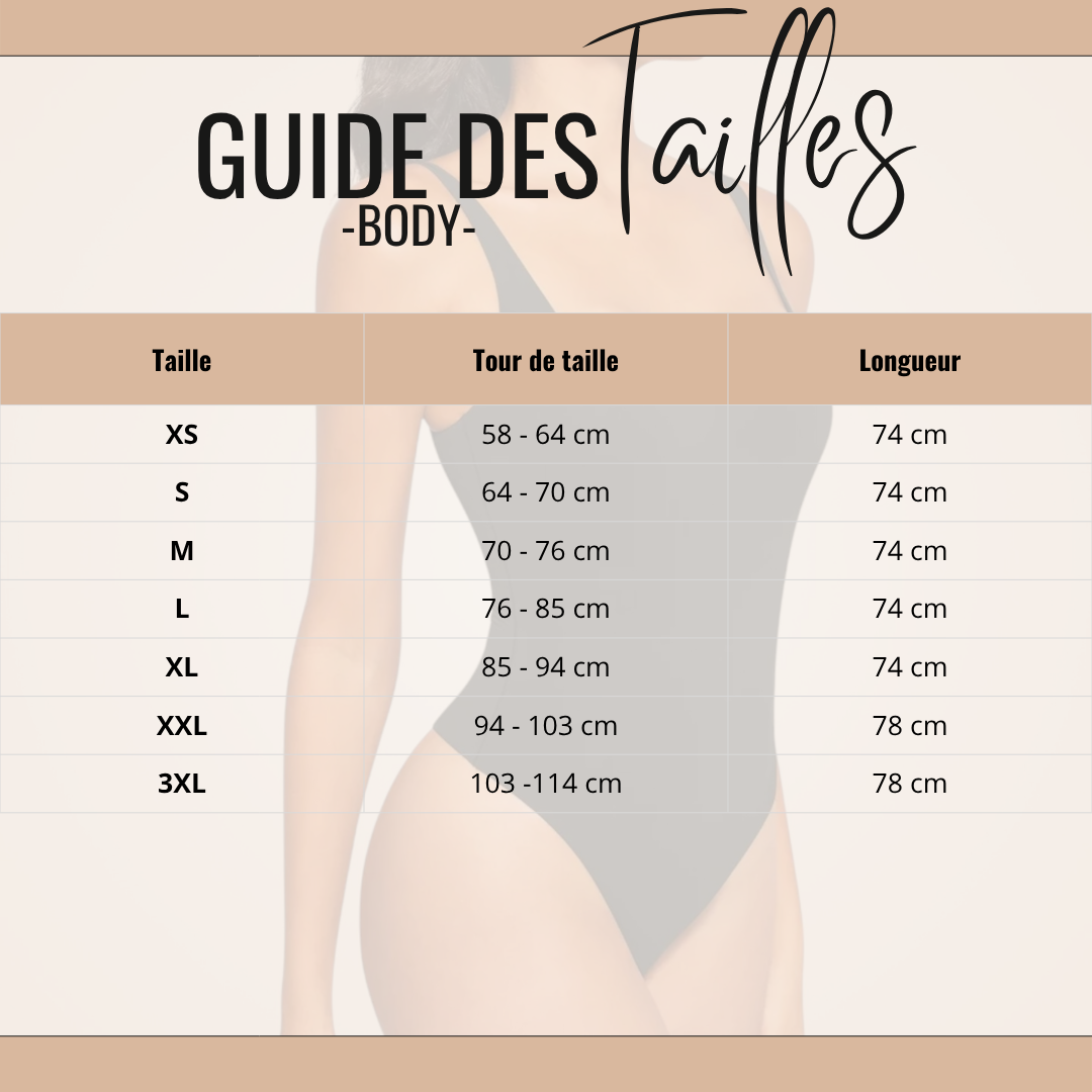Guide des tailles de Atabey - Body Amincissant Femme