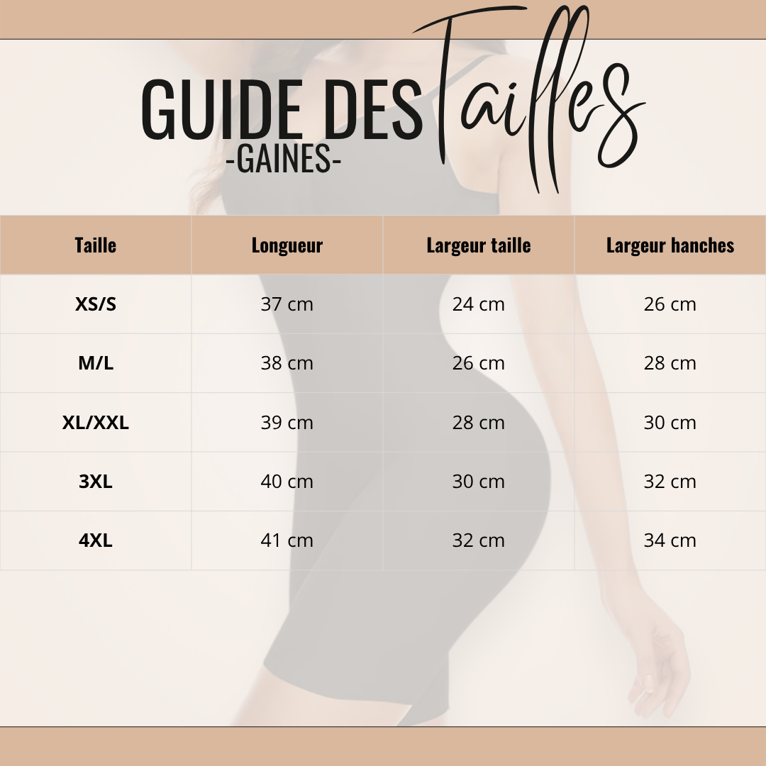 Guide des tailles de Athéna - Gaine Pour Ventre Plat