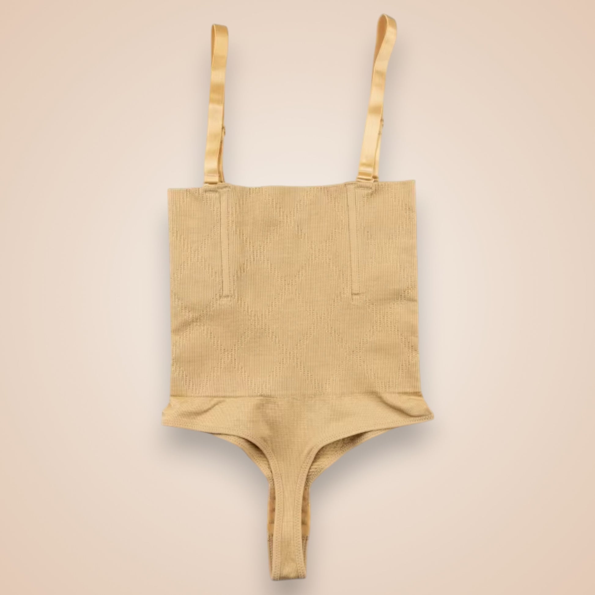 Body gainant nude effet ventre plat invisible, lingerie sculptante femme couleur chair, body amincissant taille haute avec bretelles ajustables Secret Gainant.