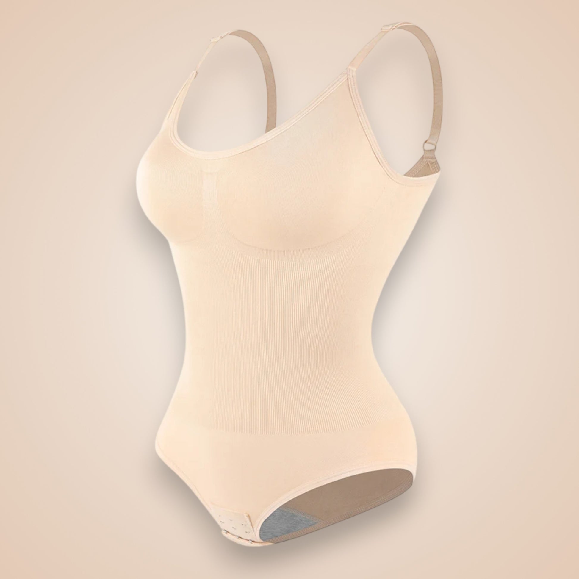 Body gainant nude pour femme, lingerie sculptante avec bretelles réglables et fermeture à agrafes, effet ventre plat et maintien naturel de la poitrine, body amincissant confortable.