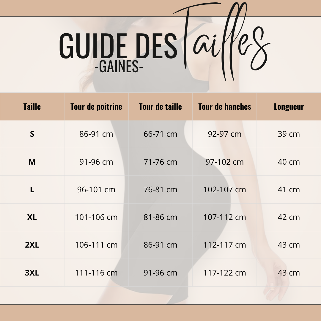Guide des tailles de Gaïa - Gaine Amincissante Femme
