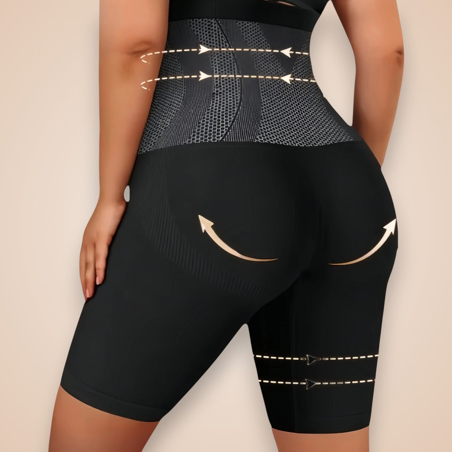 Gaine ventre plat noire pour femme grande taille, effet sculptant et liftant, culotte gainante taille haute qui affine la taille et remonte les fesses.
