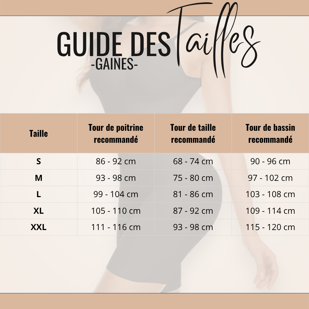 Guide des tailles de Nyx - Gaine Invisible Sous Robe