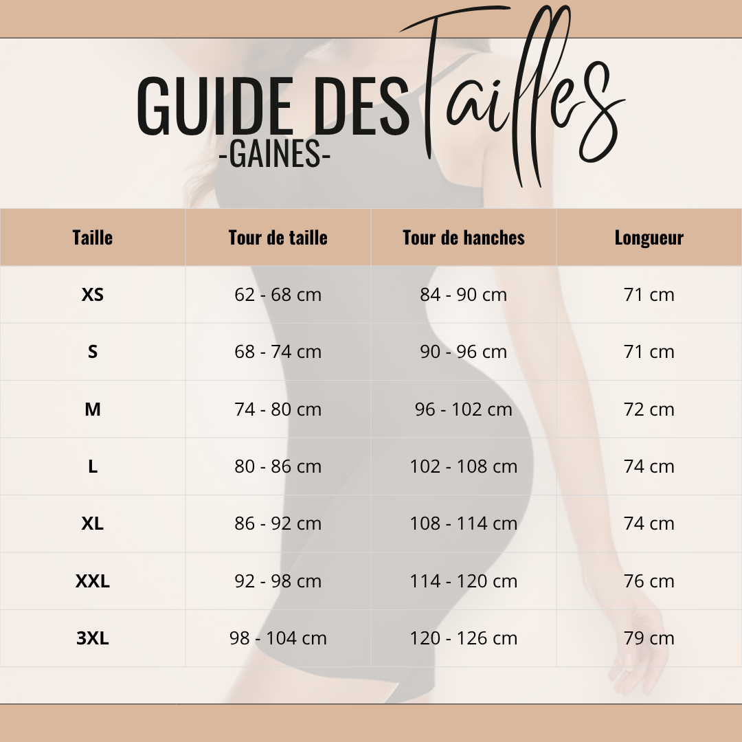 Guide des tailles de Héra - Gaine Femme