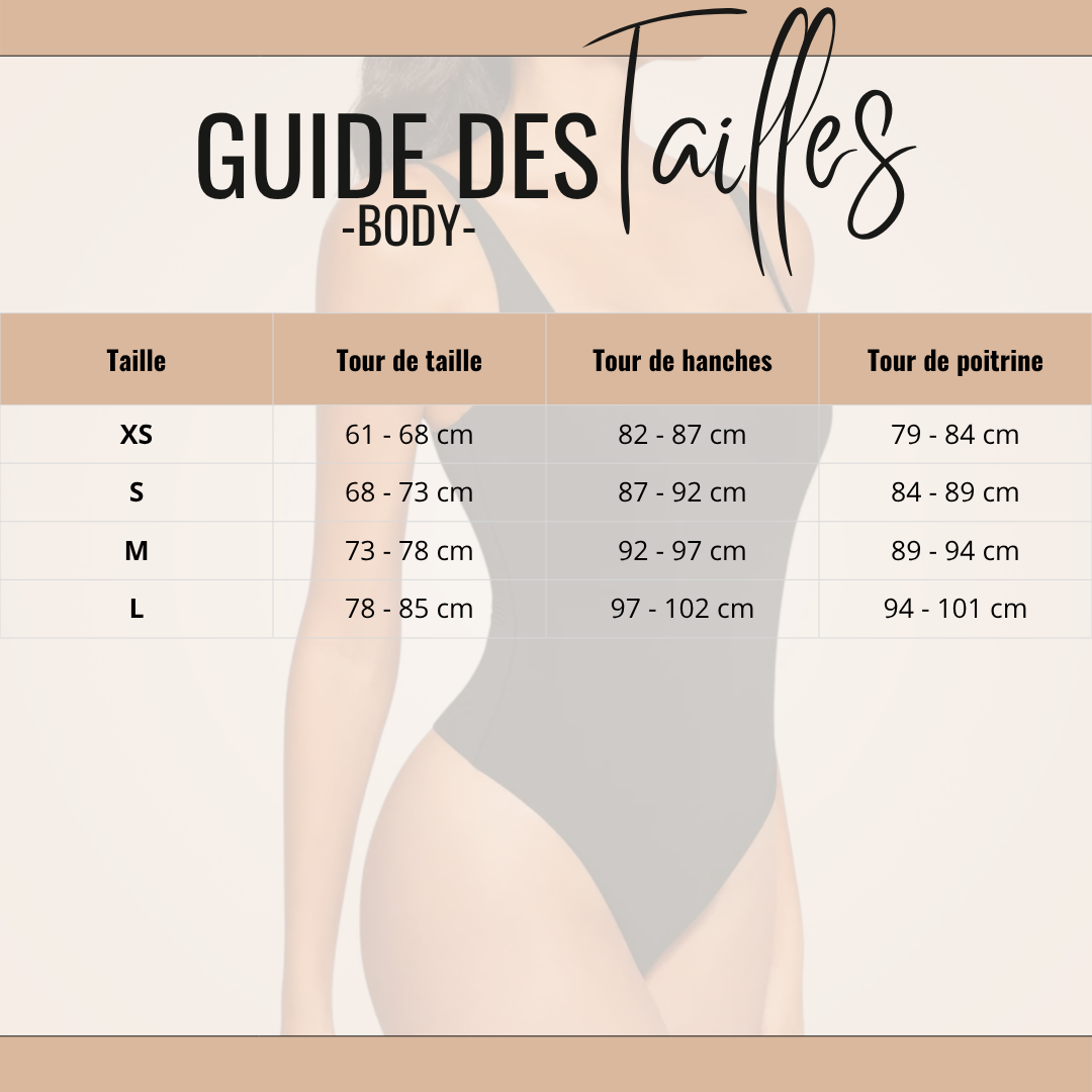 Guide des tailles de Killa - Body Gainant Ventre Plat Invisible