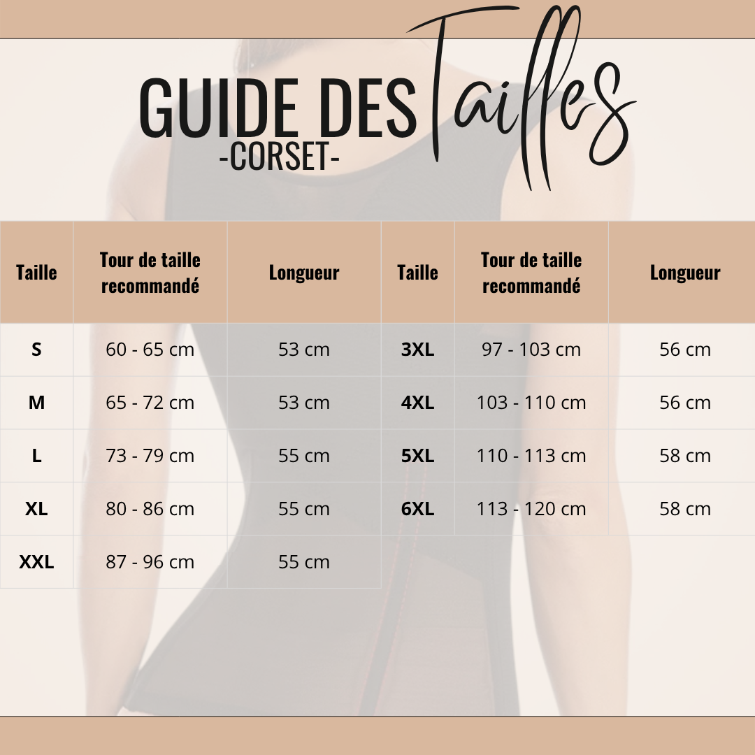 Guide des tailles de Léto - Corset Minceur Femme