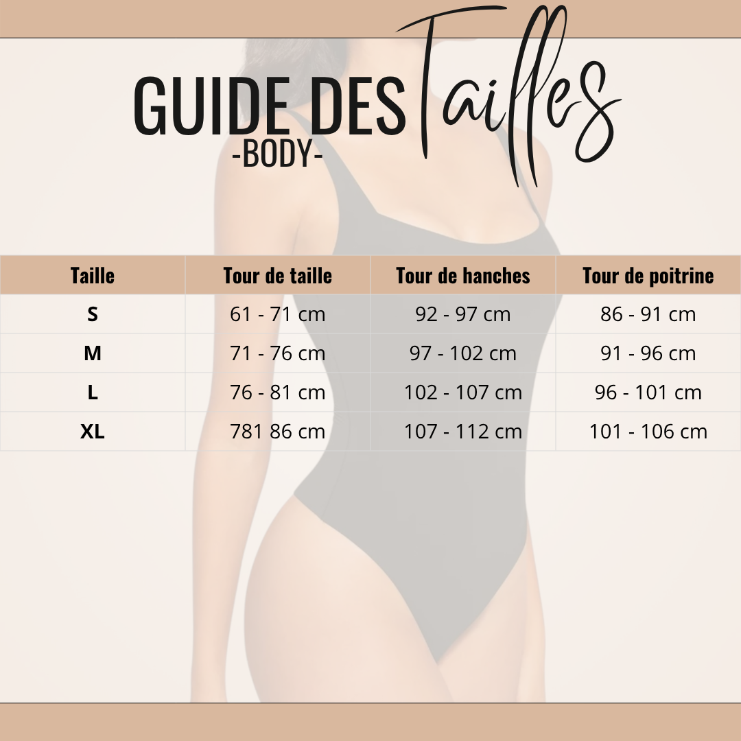 Guide des tailles de Oshun - Body String Gainant