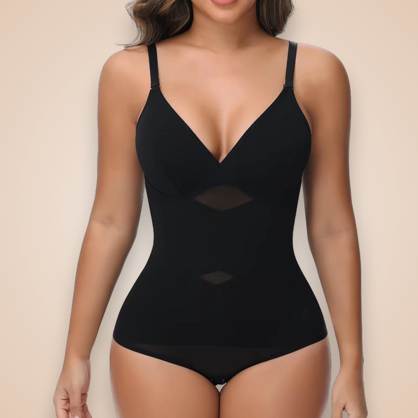 Body gainant noir pour femme, lingerie sculptante effet ventre plat et silhouette affinée, body amincissant invisible sous vêtements.