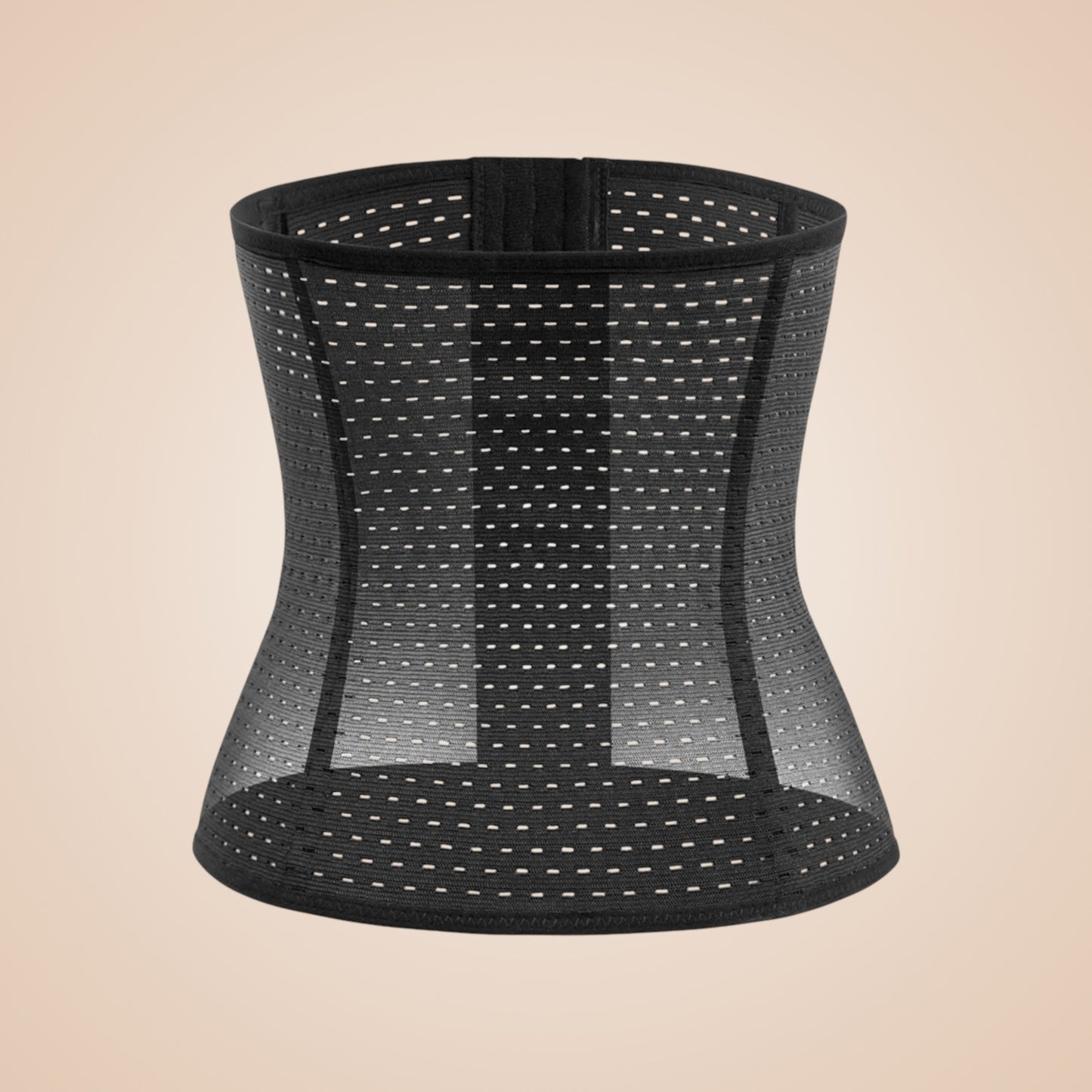 Bustier corset noir en mesh perforé avec baleines pour maintien sculptant.