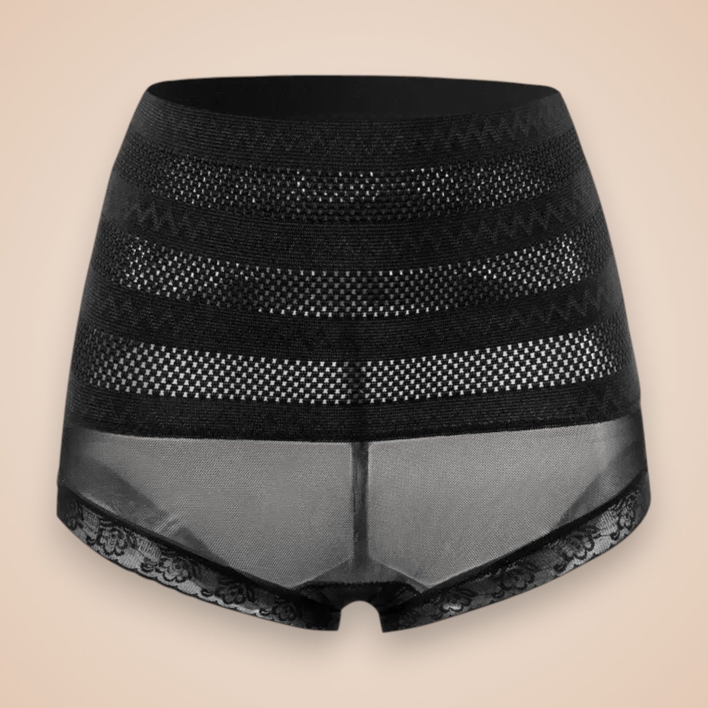 Culotte sculptante noire effet ventre plat, lingerie gainante respirante avec dentelle élégante, maintien optimal Secret Gainant.