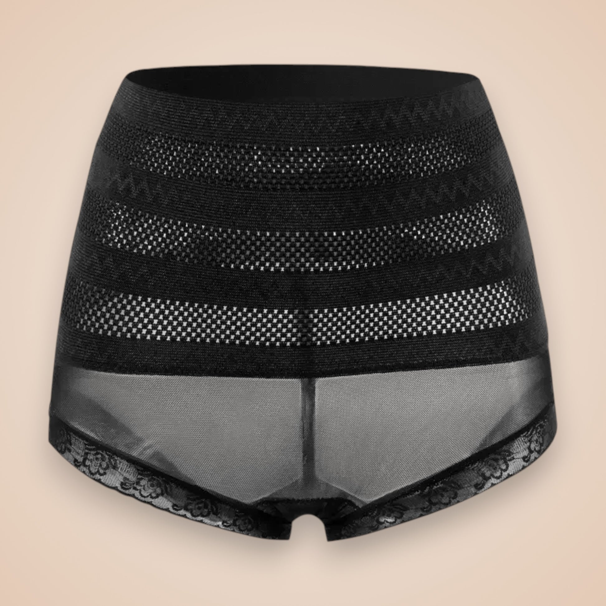 Culotte sculptante noire effet ventre plat, lingerie gainante respirante avec dentelle élégante, maintien optimal Secret Gainant.