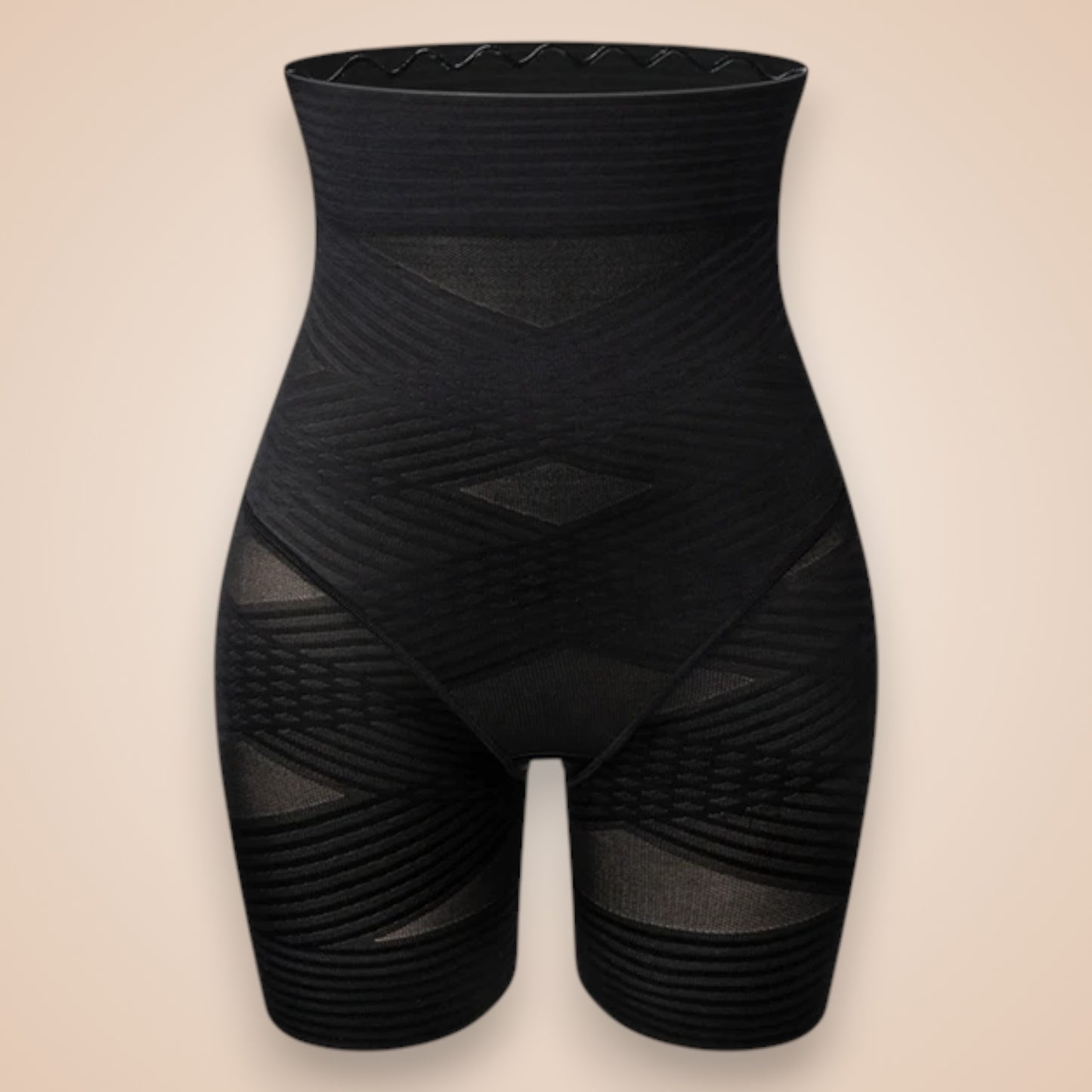 Gaine ventre plat noire taille haute, short gainant amincissant avec maintien ferme et effet sculptant cuisses et taille Secret Gainant.